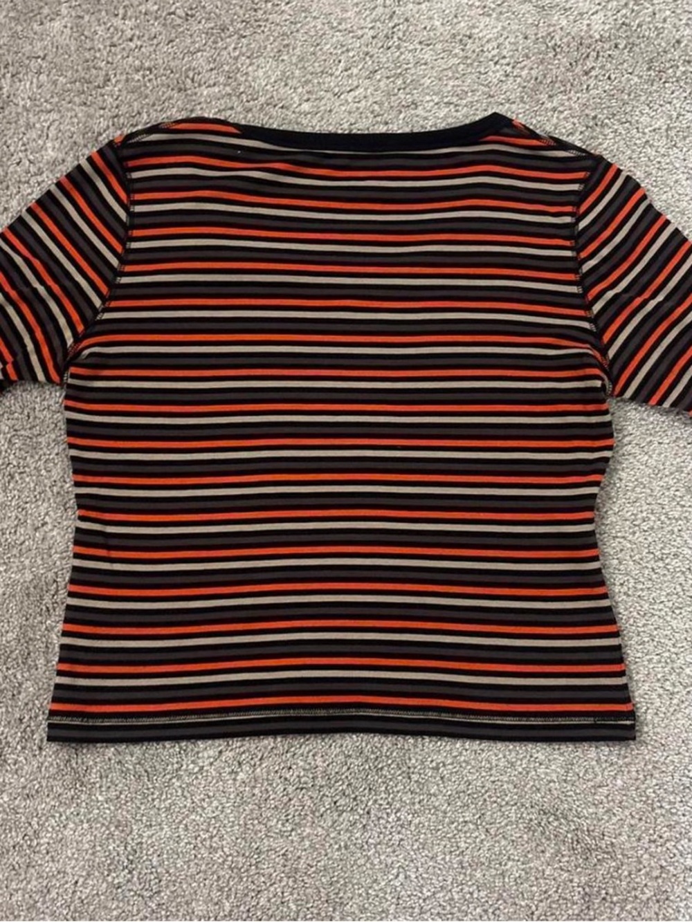 Black & Red Striped V-Neck Top - Picture 3 of 3